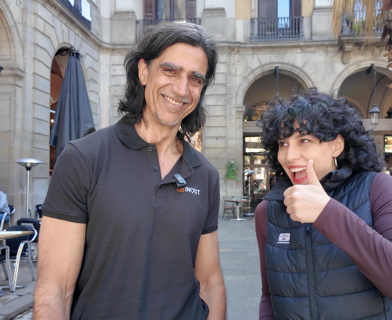 Mariana with a client in Barcelona during a FareHarbor success story shoot
